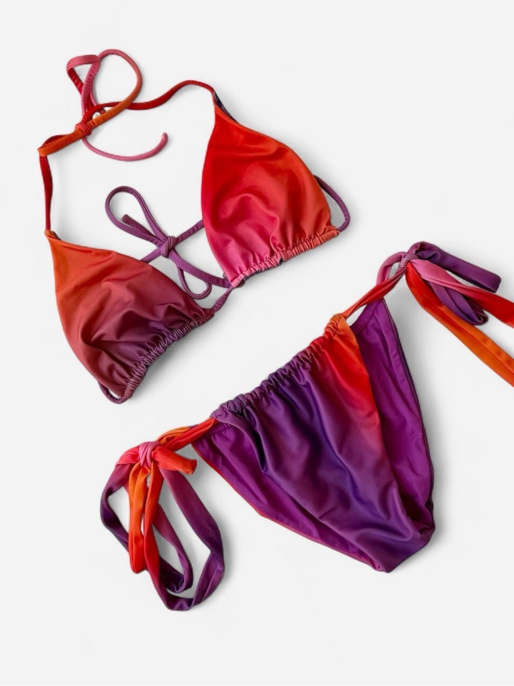 Sunset Ombre Triangle Tie Bikini Set